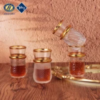Modern Luxury Golden Turkish Arabic Clear Glass Coffee Tea Mug Cup Set