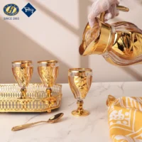 GLASSWARE Middle East Spray Color 1.5L Jug + 9Oz Cups 7Pcs Glass Pitcher Set Tea Juice Water Filter Jug for Promotional Gift