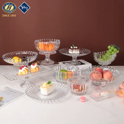 30CM Glass Round Rectangle Big Cake Plate Fruit Plate with Foot