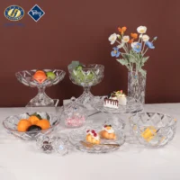 New Design Cloud Collection Fruit Bowl Glass Unique Wind-Fire Rings Sets High Quality Luxury Style Clear Glassware Wholesale